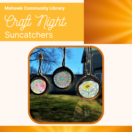Image showing homemade suncatcher with text captioning craft night suncatchers