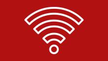red background with a white outlined Wi-Fi symbol