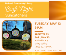 Craft Night Suncatchers on Tuesday March 11 at 6:00 pm