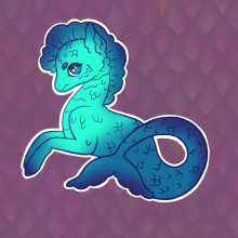 Blue Ombre Kelpie with Purple Scale Background